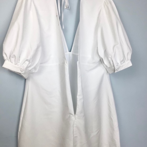 BooHoo White Puff Sleeve Dress - Picture 2 of 4